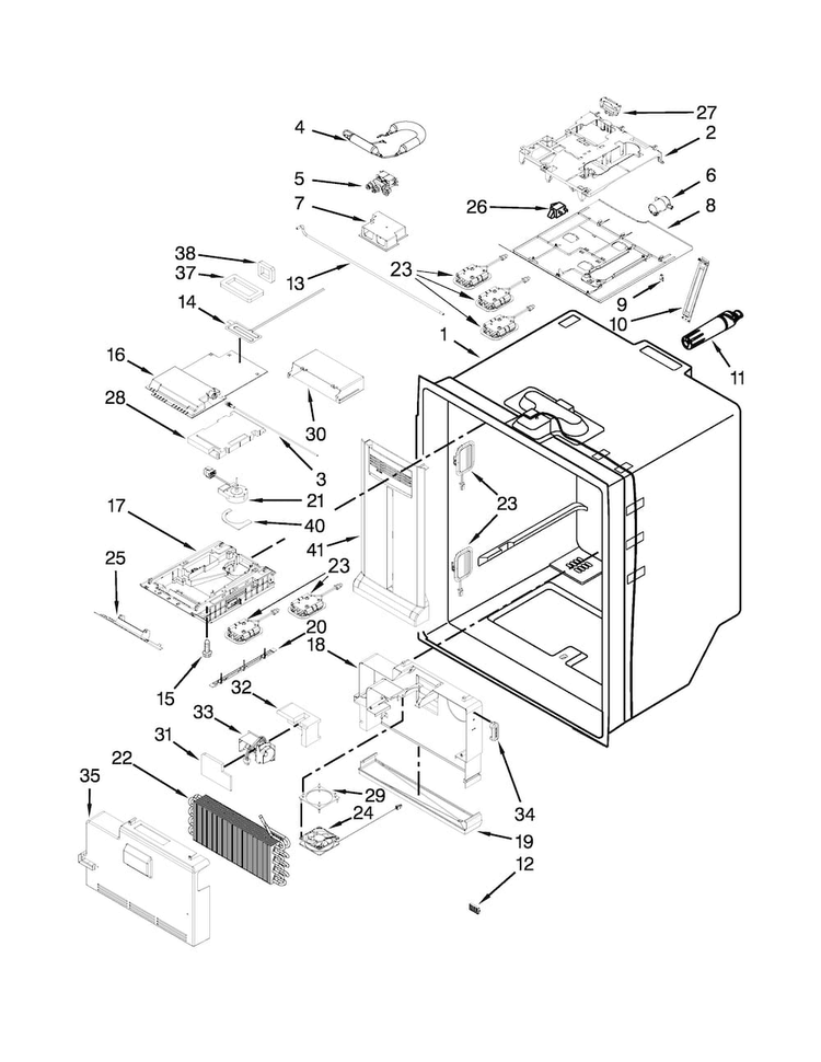 Refrigerator Liner Parts Diagram and Parts List for MFT2976AEW00  Maytag Refrigerator