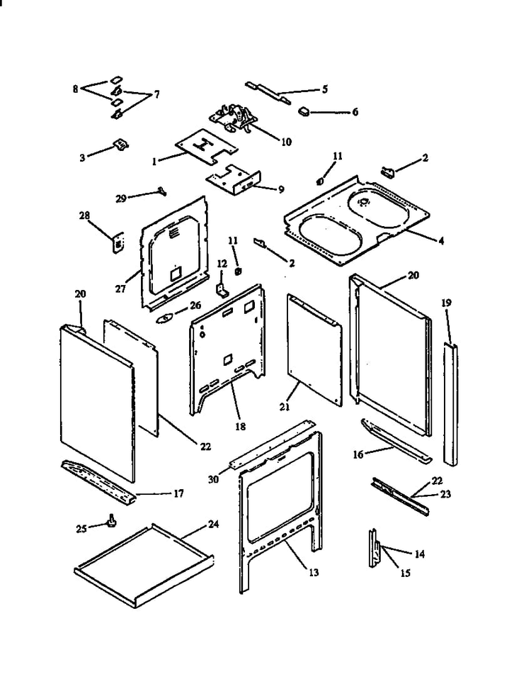 Cabinet Asssembly Diagram and Parts List for ARS636E-P1130623NE  Amana Range