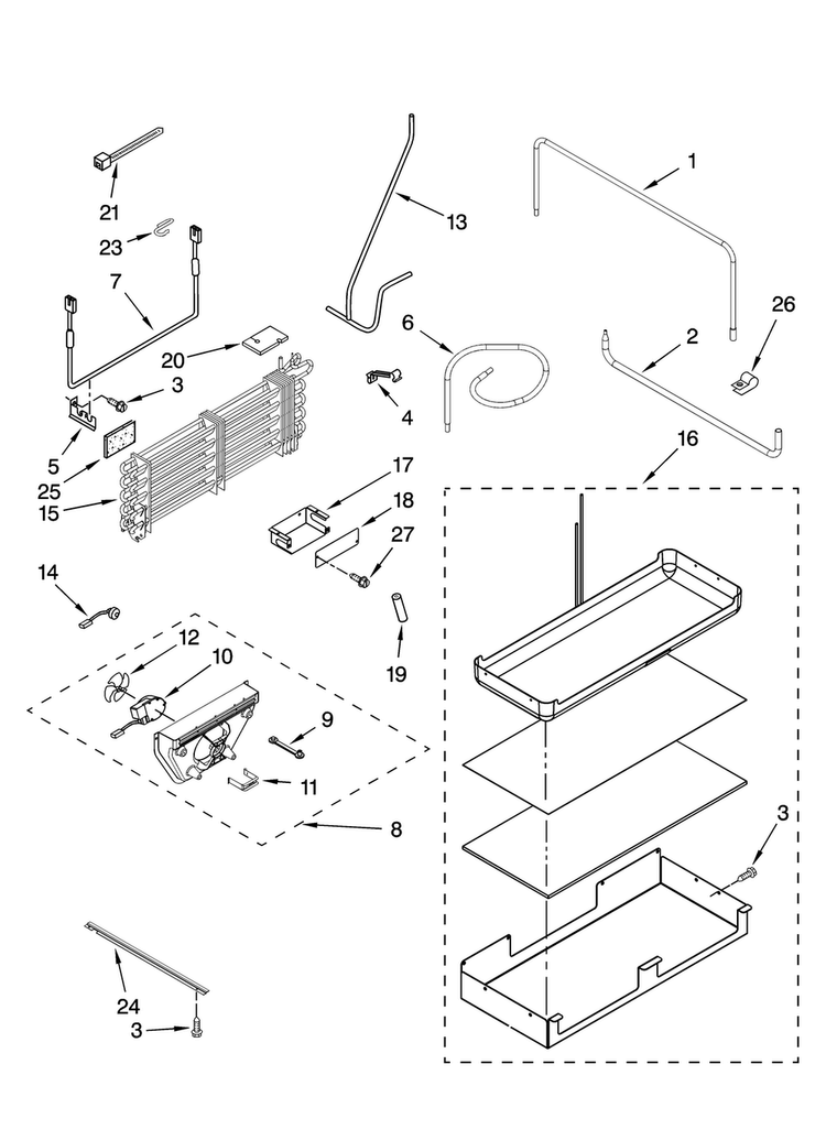Lower Unit And Tube Parts Diagram and Parts List for JF42PPFXDB01  Jenn-Air Refrigerator