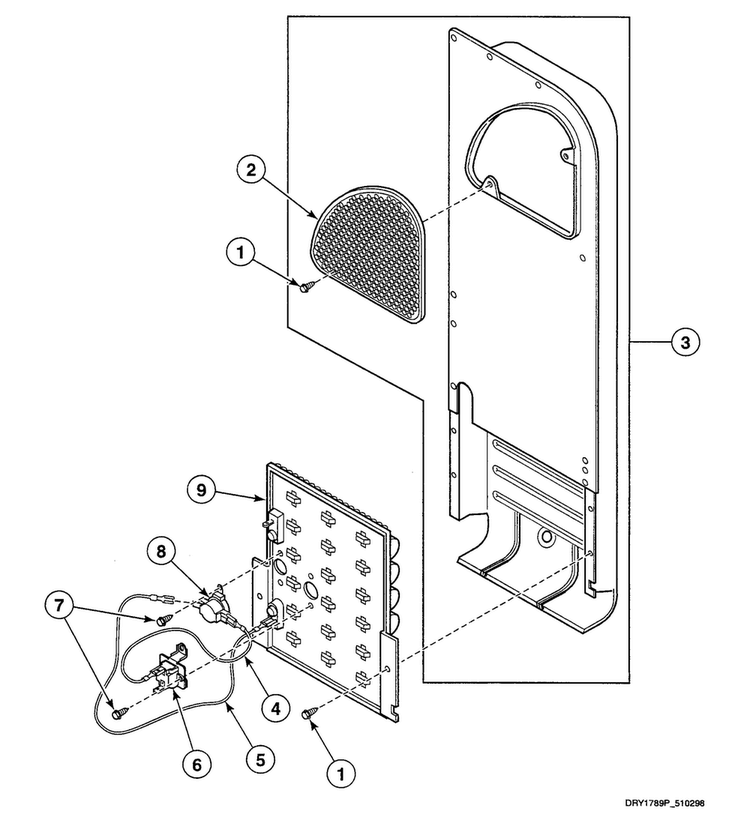 Heater Assy Diagram and Parts List for SDE007WF  Speed Queen Dryer