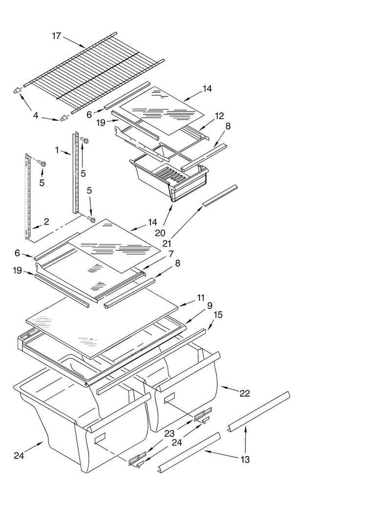 Shelf Parts, Optional Parts Diagram and Parts List for ATB2232MRB01  Amana Refrigerator