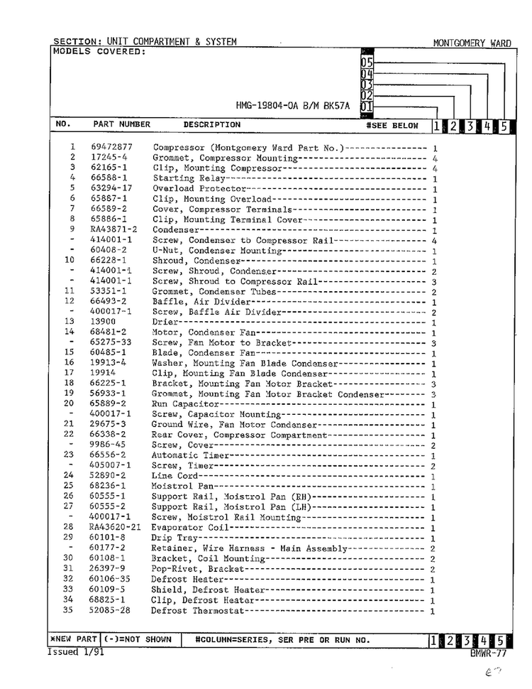 Unit Compartment And System Page 2 Diagram and Parts List for 19804-0A  Admiral Refrigerator