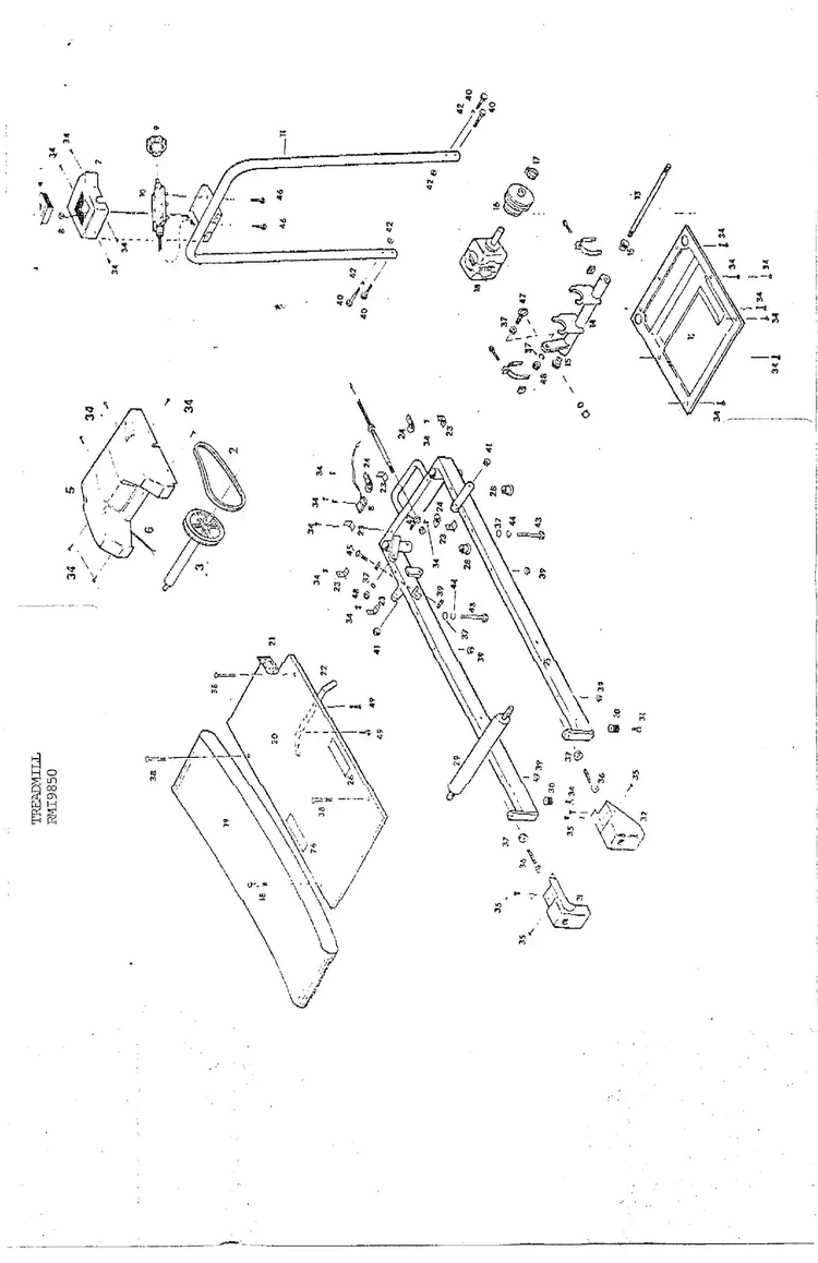 Treadmill Diagram and Parts List for 9850  Magic Chef Microwave