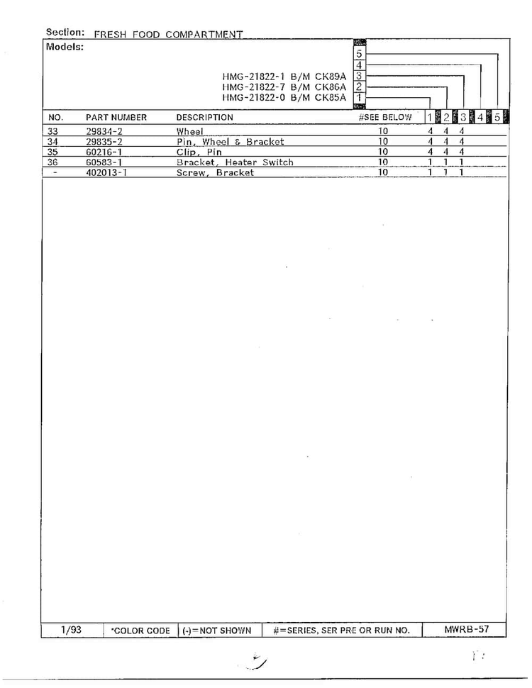 Fresh Food Compartment Page 3 Diagram and Parts List for 21822-1  Admiral Refrigerator