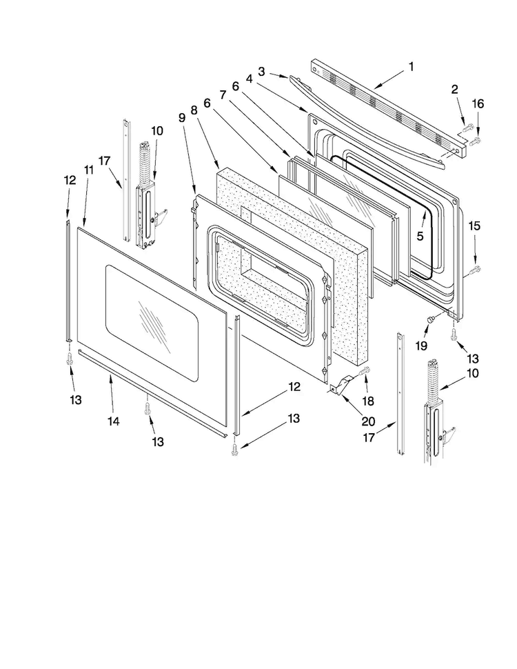 Door Parts Diagram and Parts List for AER5523XAW0  Amana Range
