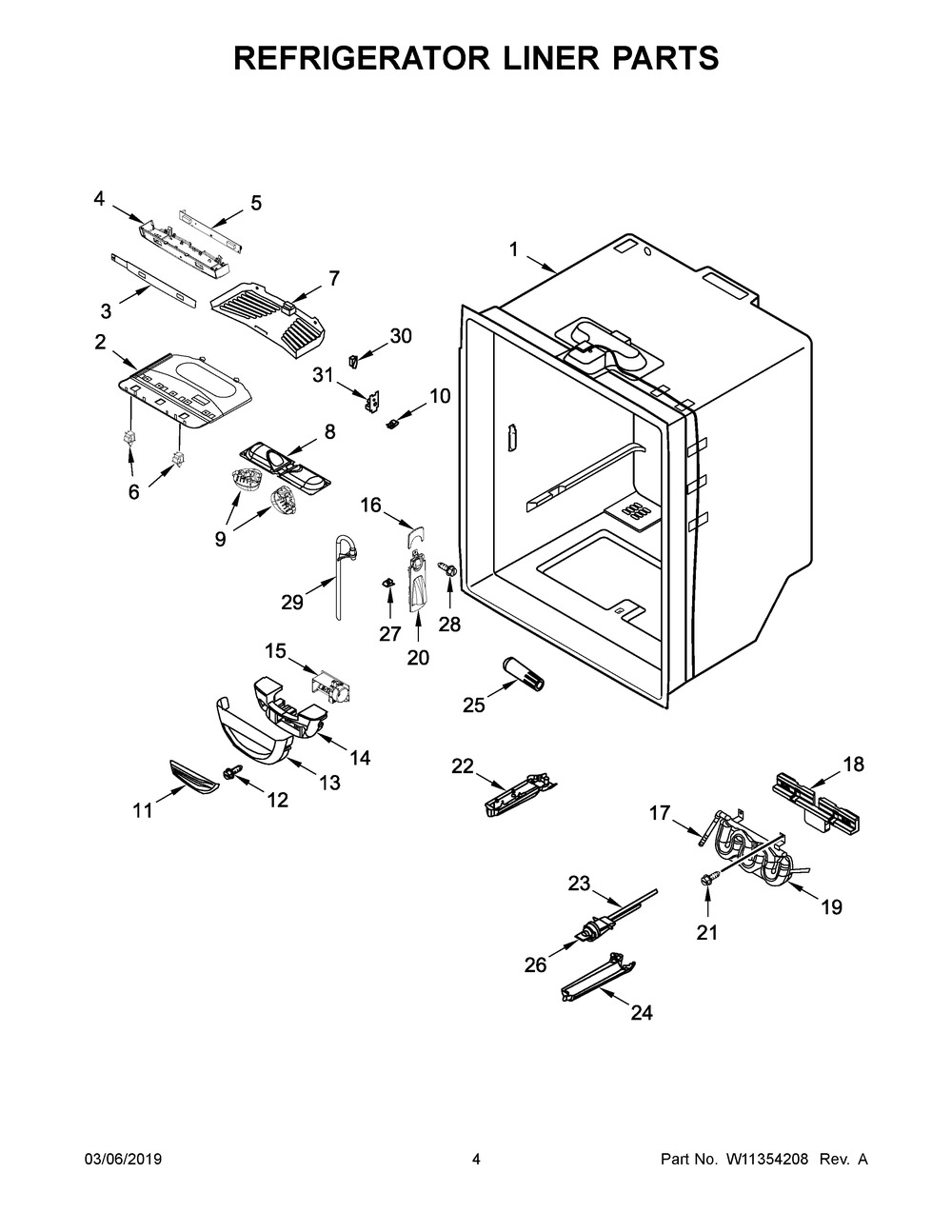 Refrigerator Liner Parts Diagram and Parts List for MFC2062FEZ03  Maytag Refrigerator