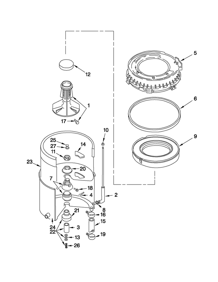 Tub Parts Diagram and Parts List for MAT13MNLGW  Maytag Washer
