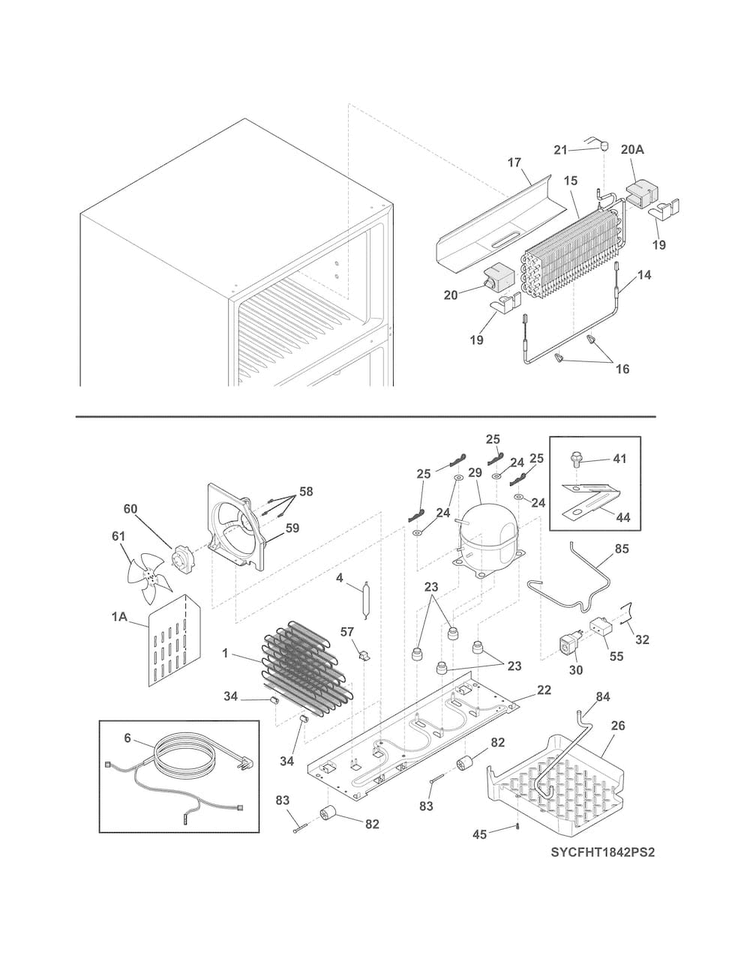 System Diagram and Parts List for CRT182HQW0  Crosley Refrigerator