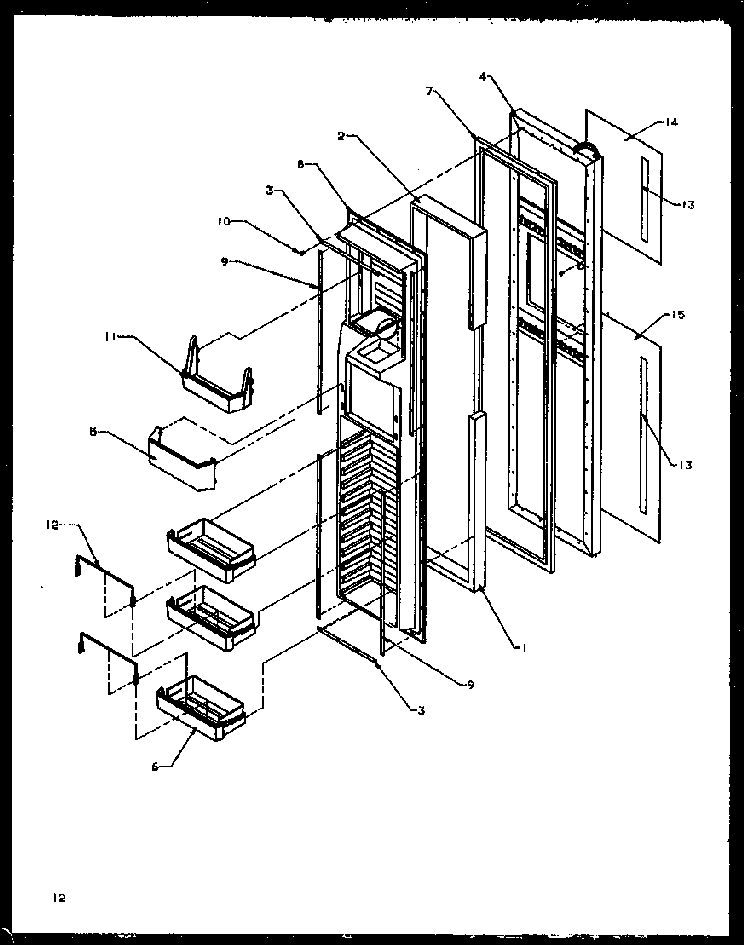 Freezer Door Diagram and Parts List for SXD22NW-P1162405WW  Amana Refrigerator