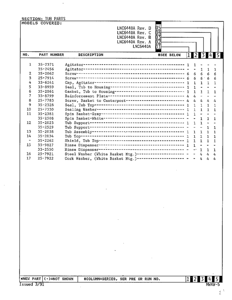 Tub Parts Page 2 Diagram and Parts List for 6440A REV J Norge Washer