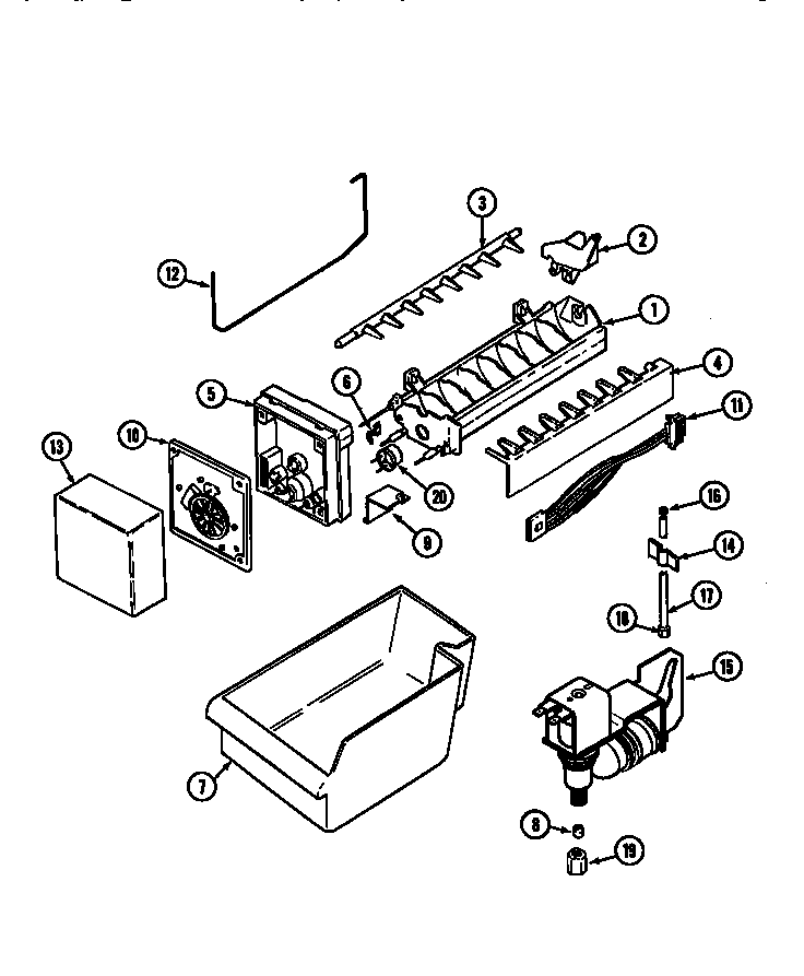 Ice Maker Diagram and Parts List for MTF2155BRN  Maytag Refrigerator