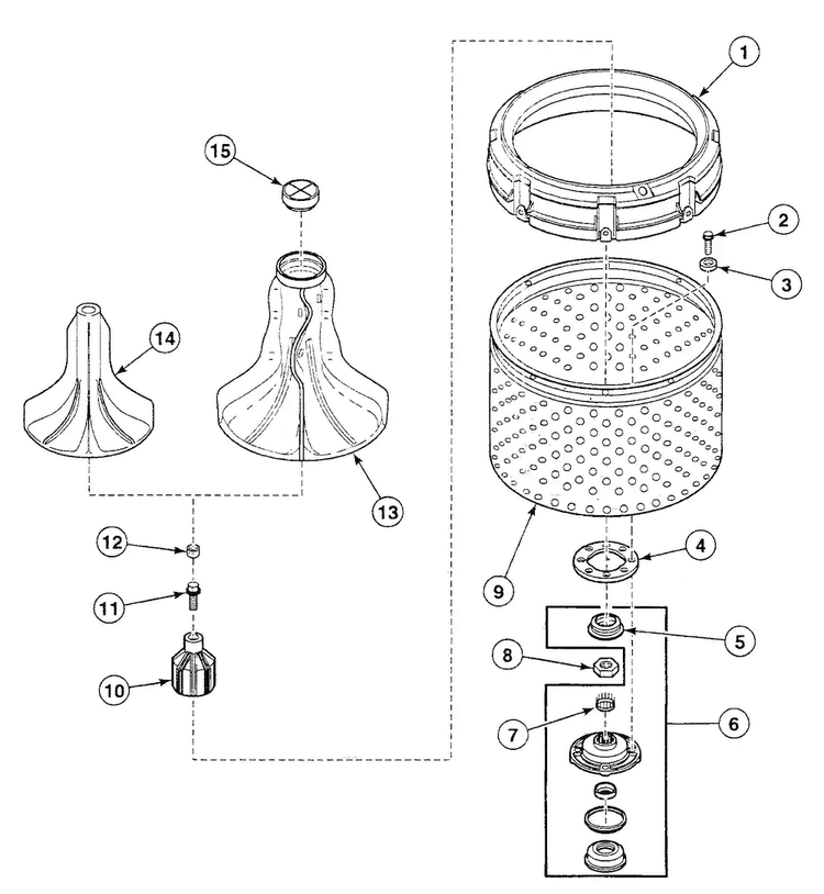 Agitator Assy Diagram and Parts List for SWT121QA  Speed Queen Washer