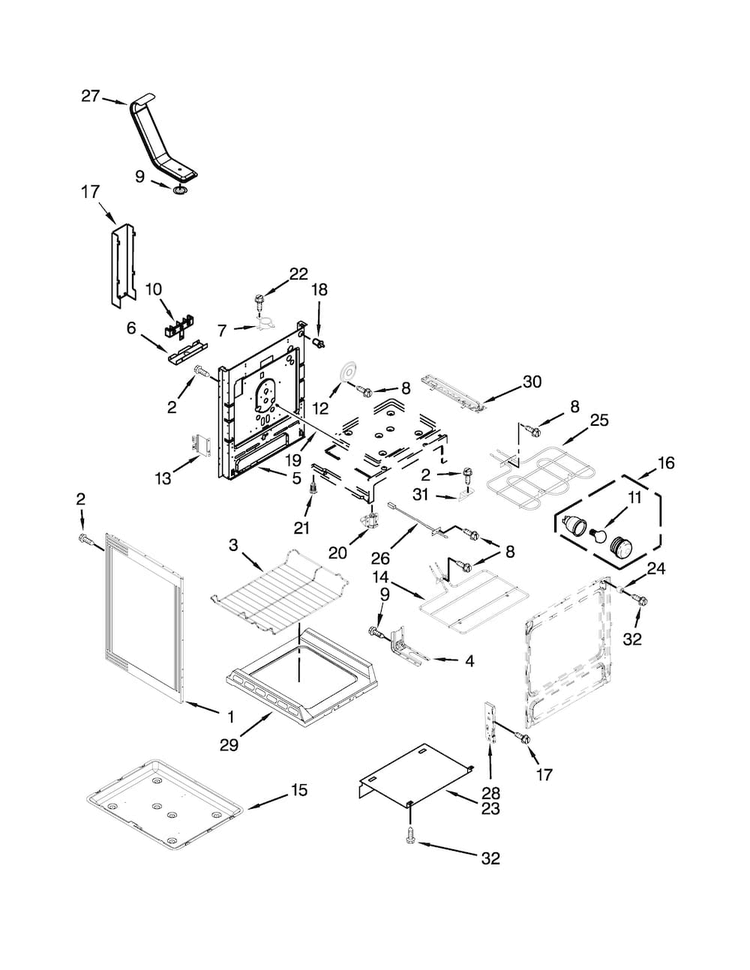Chassis Parts Diagram and Parts List for MER8680BW0  Maytag Range