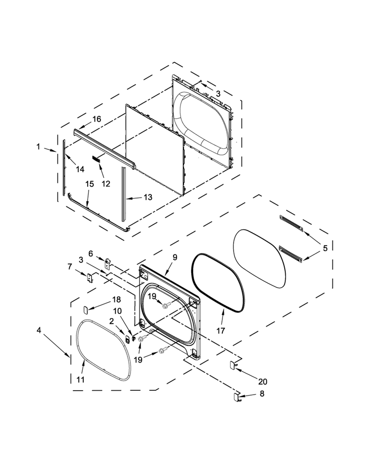 Door Parts Diagram and Parts List for MEDB835DW1  Maytag Dryer