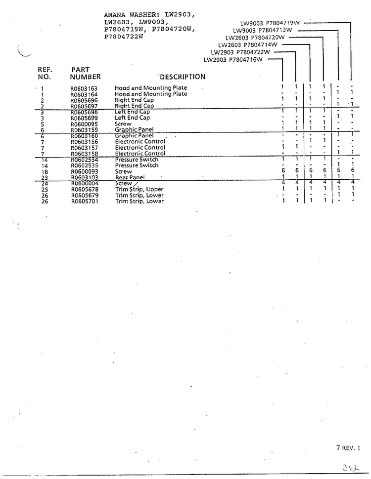 Washer Page 2 Diagram and Parts List for P7804719W  Amana Washer
