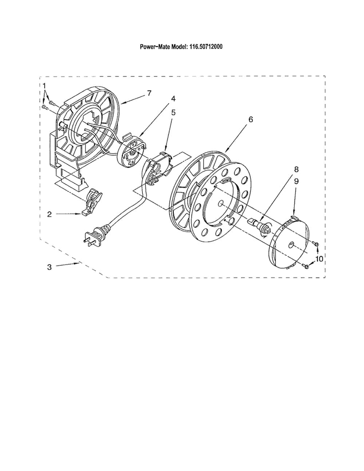 Power Cord Reel Diagram and Parts List for 11620712000  Kenmore Canister Vacuum