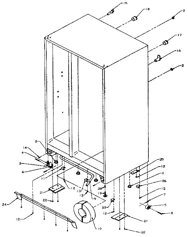 Cabinet Hardware Diagram and Parts List for SXDE27N-P1162203W  Amana Refrigerator