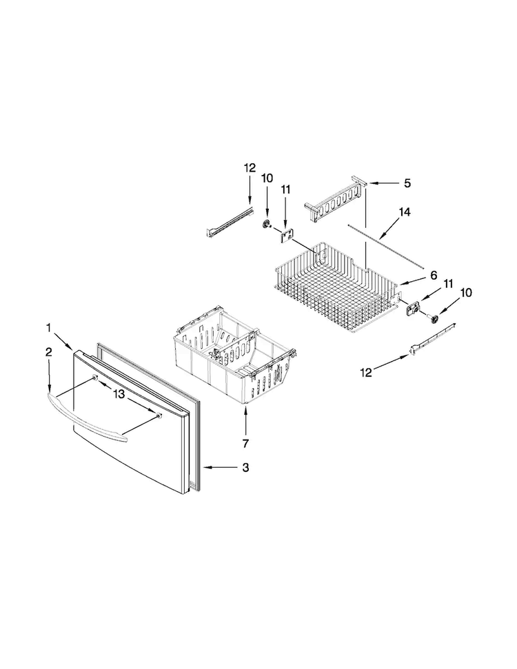 Freezer Door Parts Diagram and Parts List for MFI2670XEM9  Maytag Refrigerator