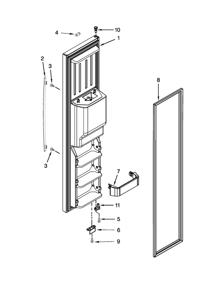 Freezer Door Parts Diagram and Parts List for JCD2395WES01  Jenn-Air Refrigerator