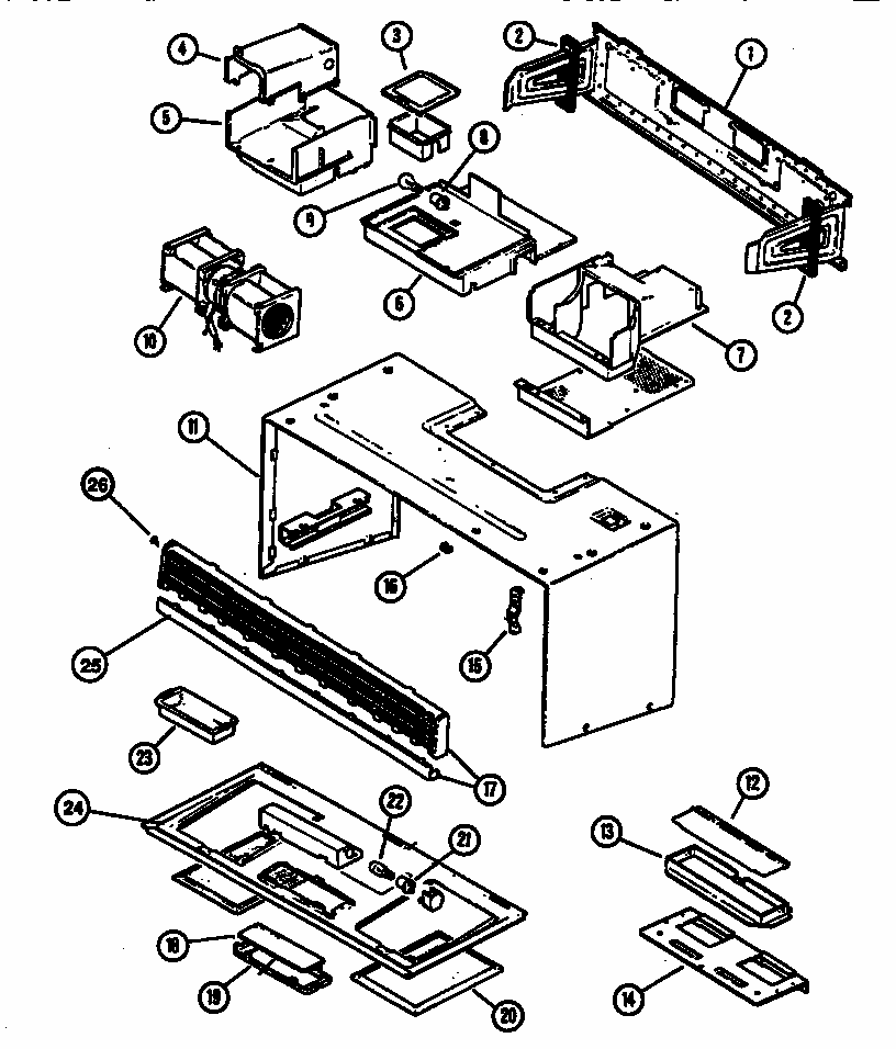 Cabinet Assy Diagram and Parts List for MMO2661D-P1140315N  Amana Microwave