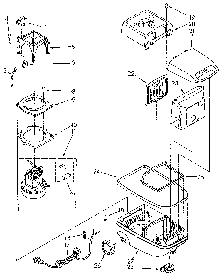 Unit Parts Diagram and Parts List for 1162003590  Kenmore Canister Vacuum