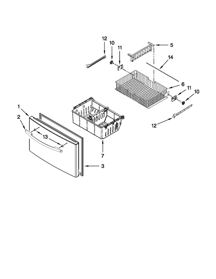 Freezer Door Parts Diagram and Parts List for MFI2665XEM6  Maytag Refrigerator
