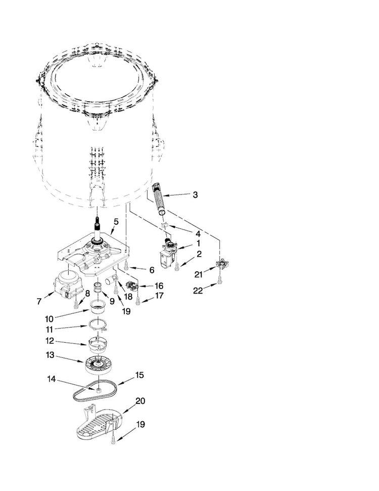 Gearcase, Motor And Pump Parts Diagram and Parts List for CAW9244XQ0  Crosley Washer