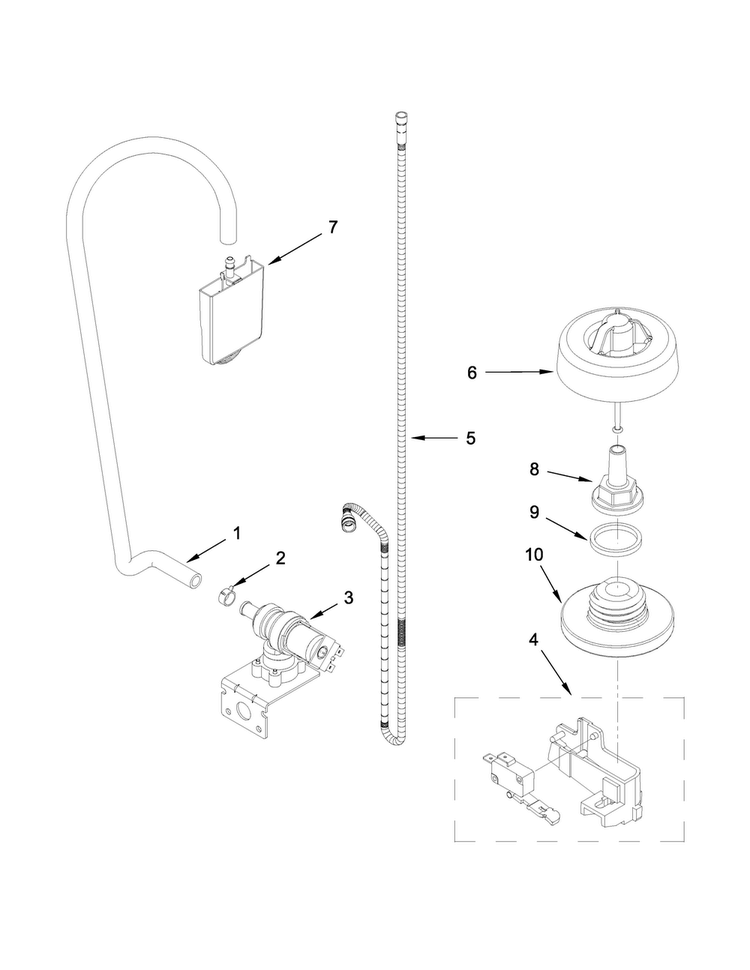 Fill And Overfill Parts Diagram and Parts List for MDBH980AWS1  Maytag Dishwasher