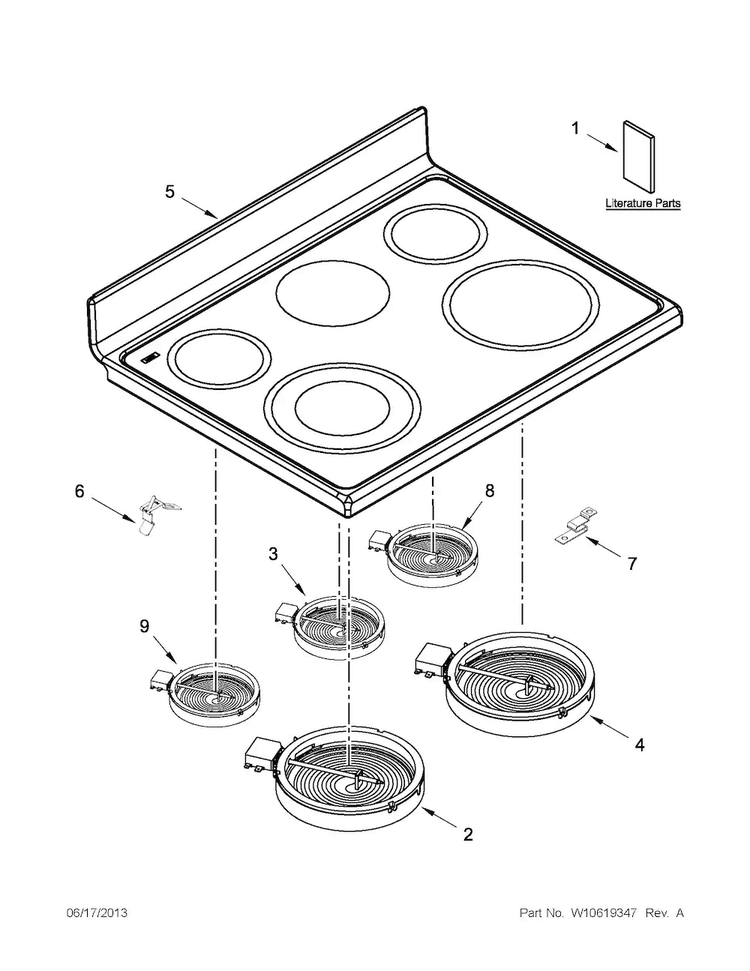 Cooktop Parts Diagram and Parts List for MET8776BS00  Maytag Range