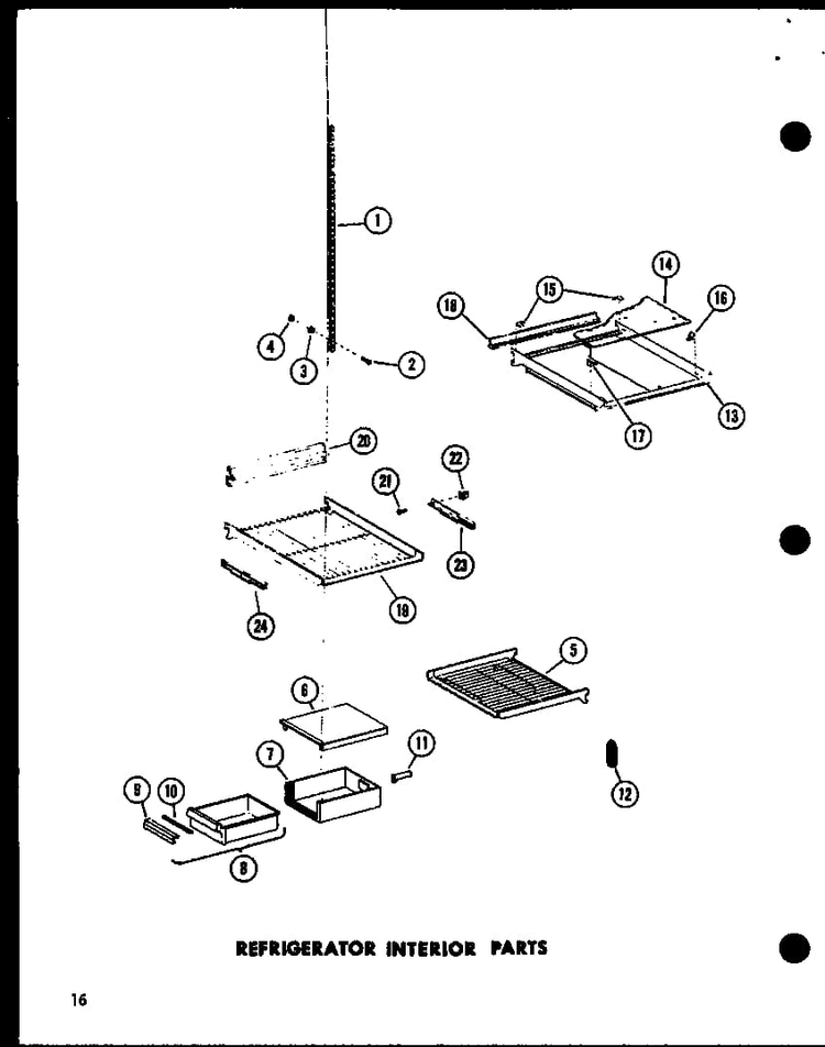 Refrigerator Interior Parts Diagram and Parts List for ESR22N-P73320-45W  Amana Refrigerator