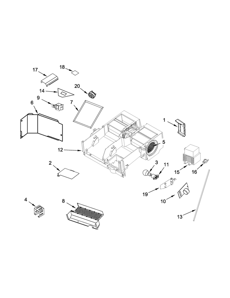 Air Flow Parts Diagram and Parts List for AMV6502REW0  Amana Microwave