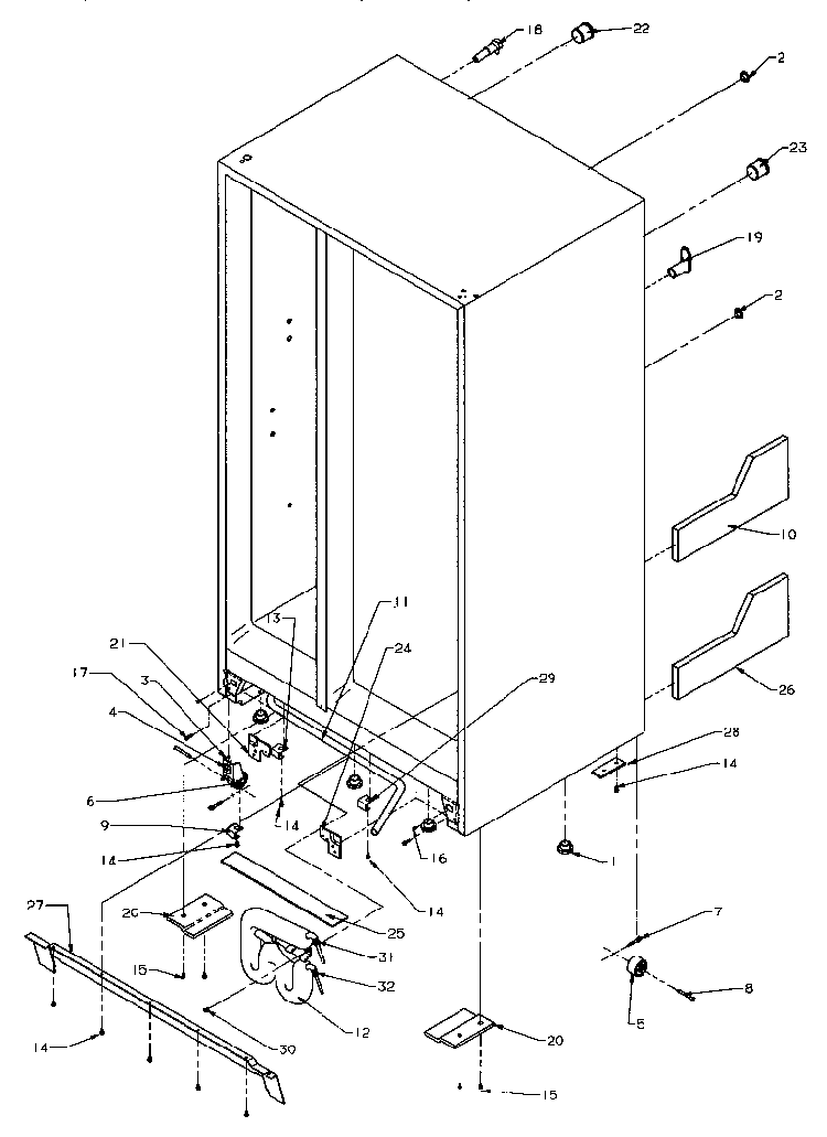 Drain System & Rollers Diagram and Parts List for SZD25S5W-P1190415WW  Amana Refrigerator