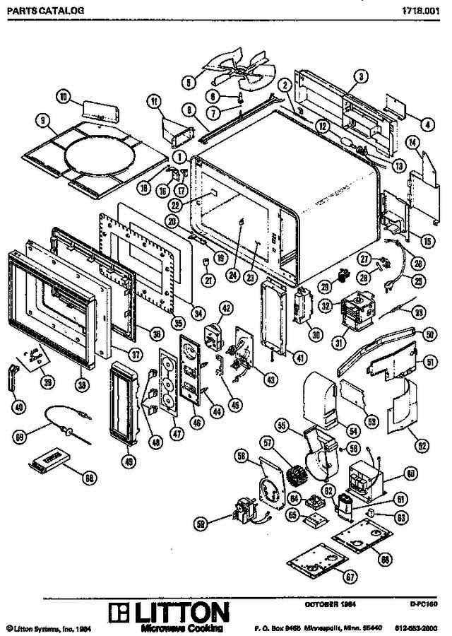01 - Page 1 Diagram and Parts List for 1718001  Litton Microwave
