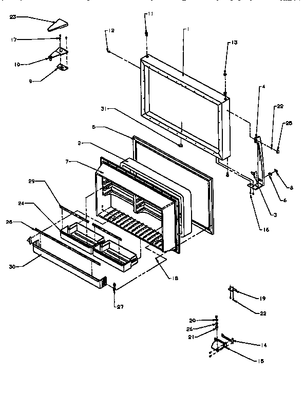 Freezer Door Diagram and Parts List for TX19R2-P1158506W  Amana Refrigerator