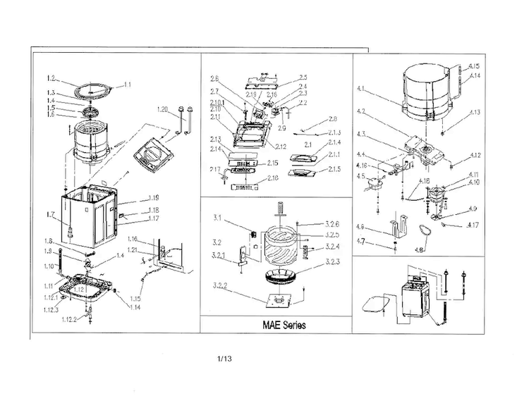 Washer Diagram and Parts List for MCSTCW16W2  Magic Chef Washer