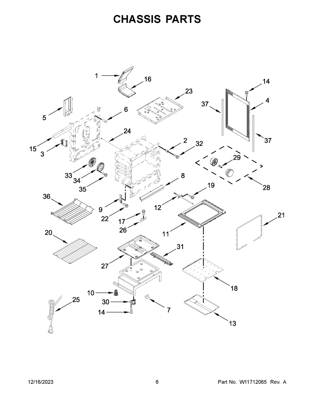Chassis Parts Diagram and Parts List for MGR8800FZ6  Maytag Range