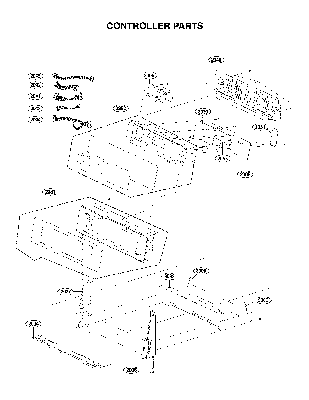 Contoller Assembly Parts Diagram and Parts List for 72196043610  Kenmore Range