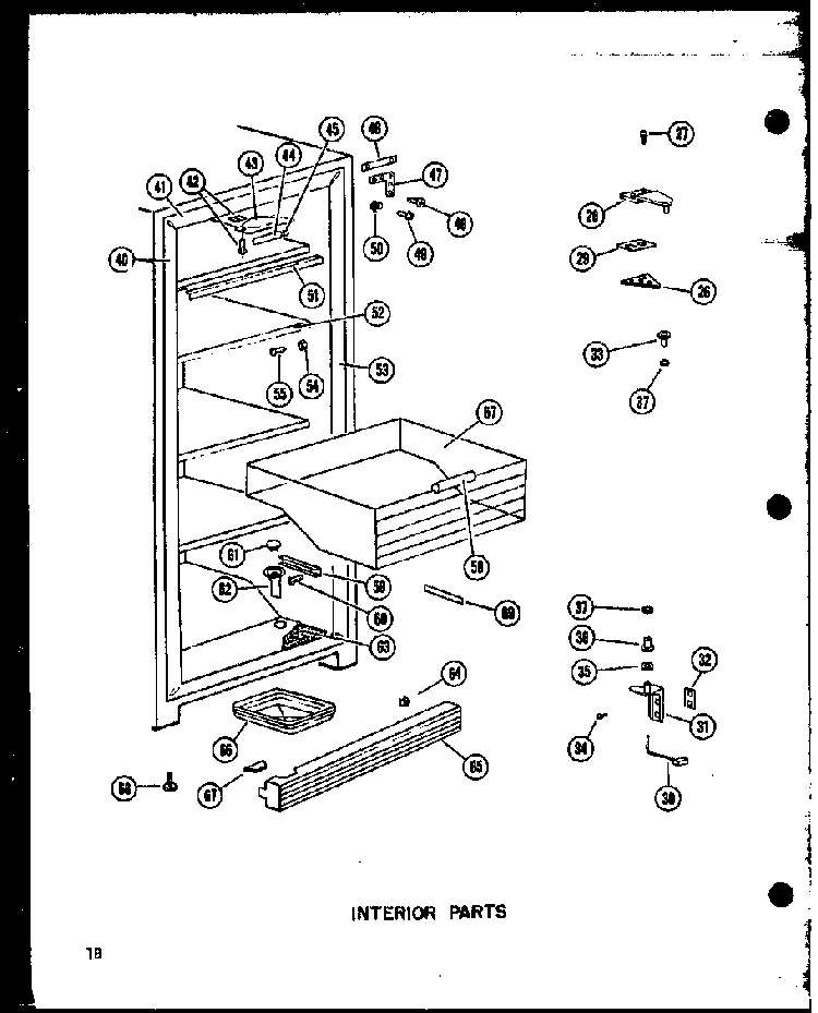 Interior Parts Diagram and Parts List for EU18K-AG P60335-18WG Amana Freezer