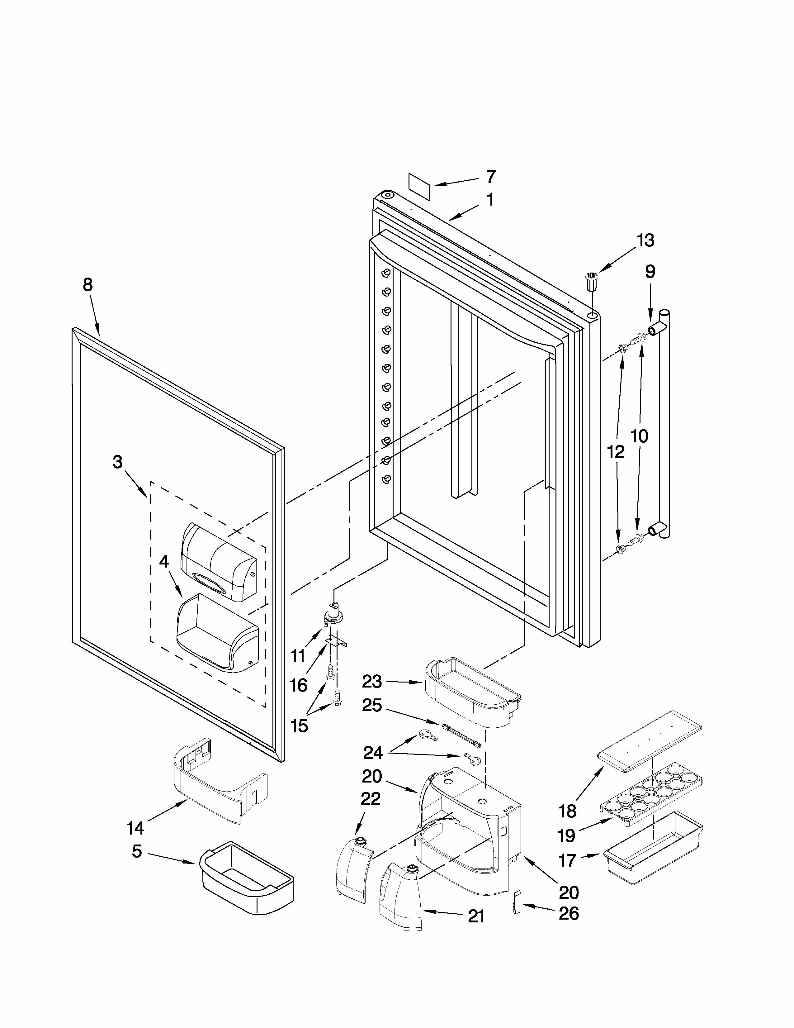 Refrigerator Door Parts Diagram and Parts List for GB2026LEKS6  Amana Refrigerator