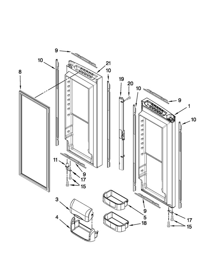 Refrigerator Door Parts Diagram and Parts List for JFC2290VTB3  Jenn-Air Refrigerator