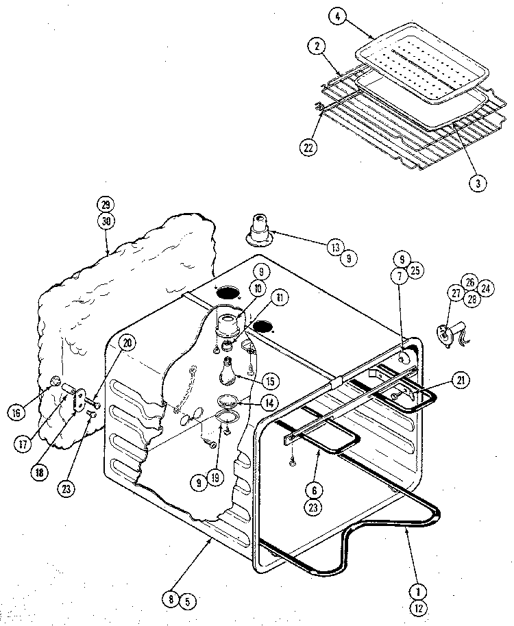 Oven Liner Diagram and Parts List for W156  Jenn-Air Wall Oven