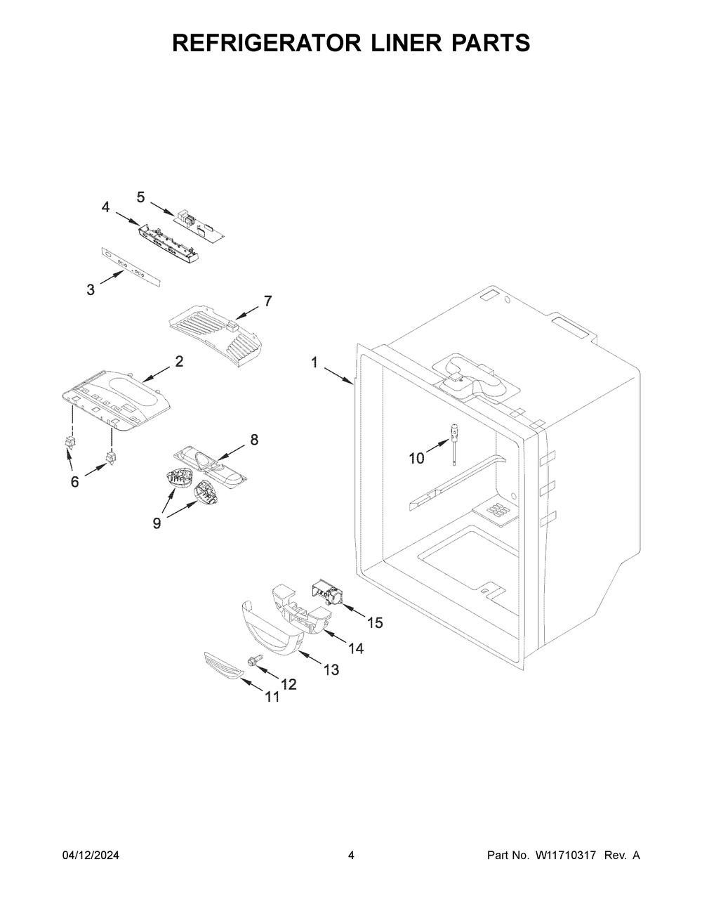 Refrigerator Liner Parts Diagram and Parts List for MBF1958FEZ08  Maytag Refrigerator