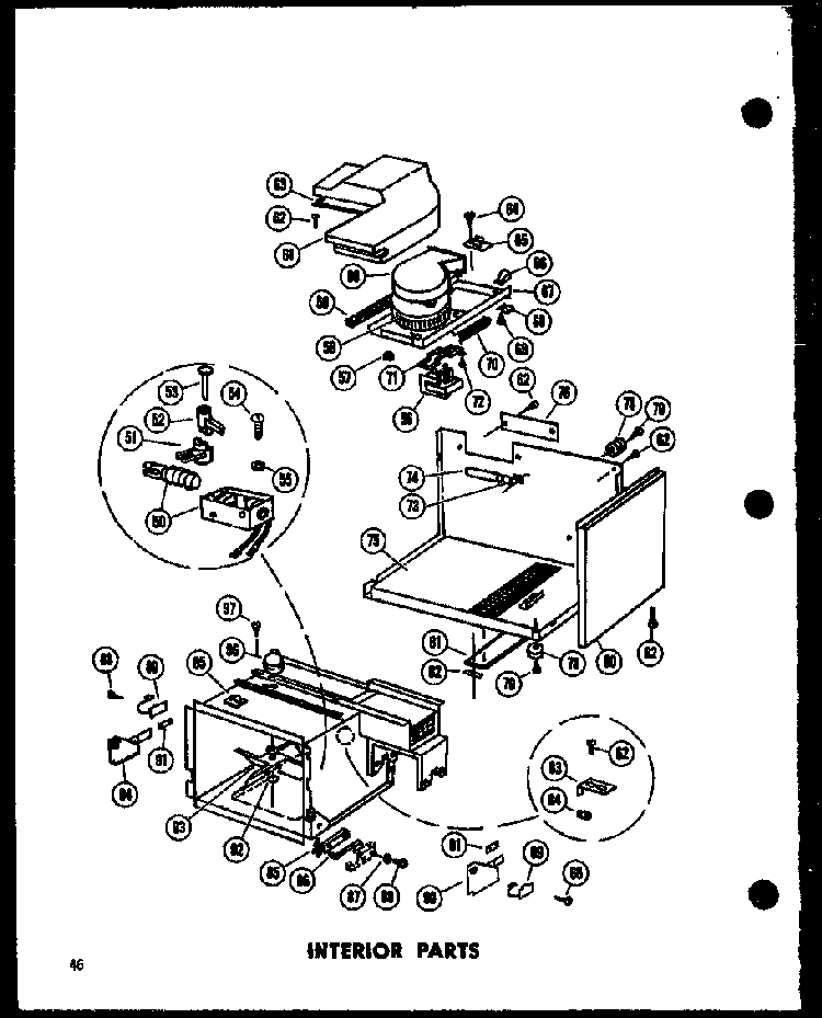 Interior Parts Diagram and Parts List for RR-4 P71100-3M Amana Microwave