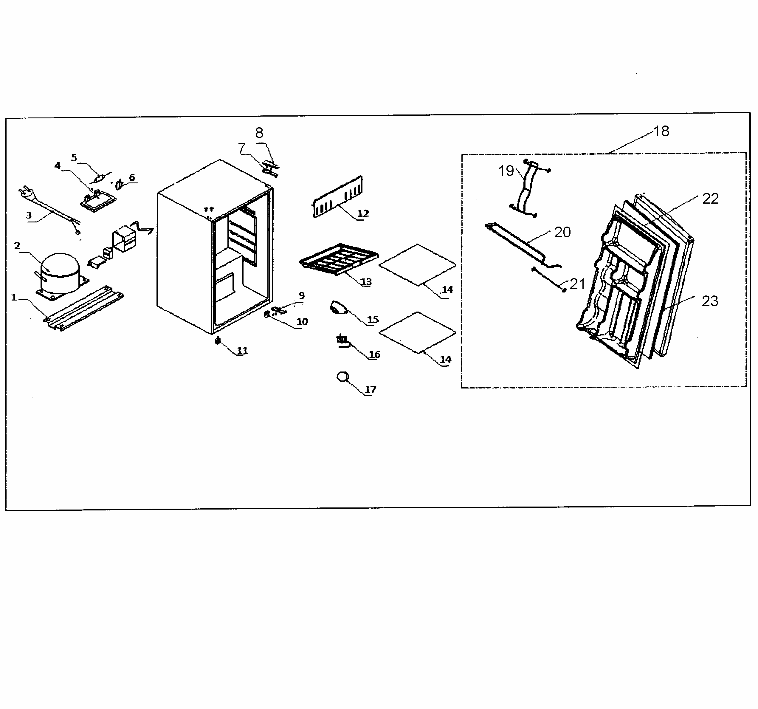 Refrigerator Diagram and Parts List for 25594289  Kenmore Refrigerator