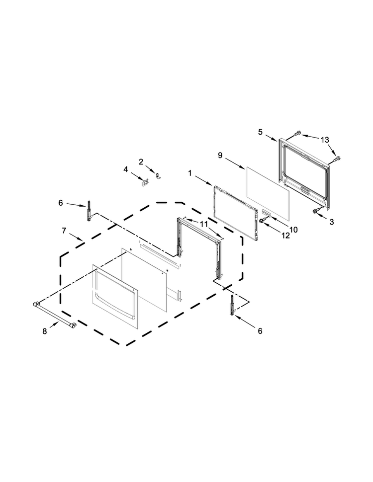 Upper Oven Door Parts Diagram and Parts List for MEW9630DS02  Maytag Wall Oven