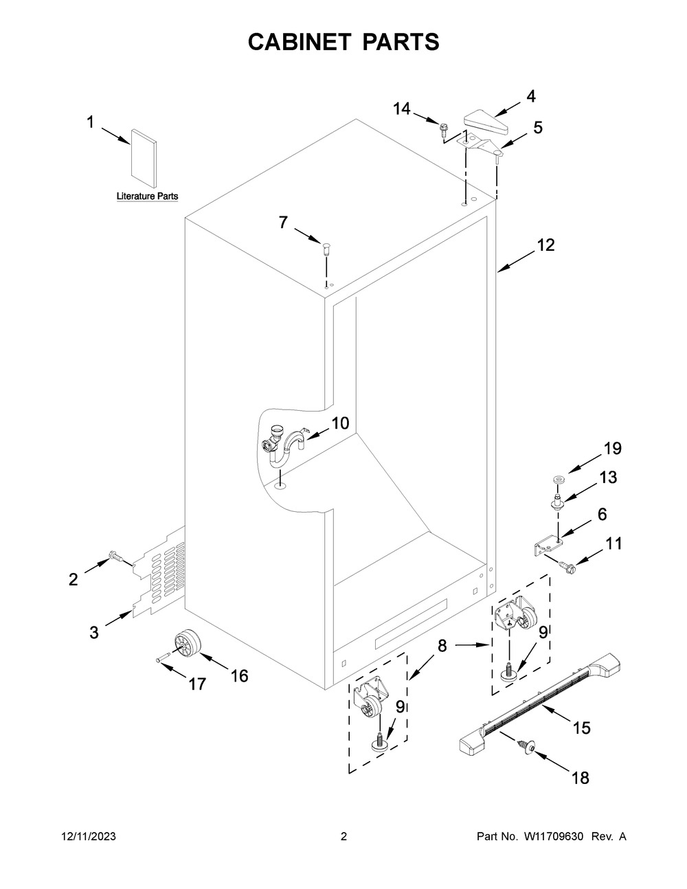 Cabinet Parts Diagram and Parts List for AZF33X18DW08  Amana Freezer