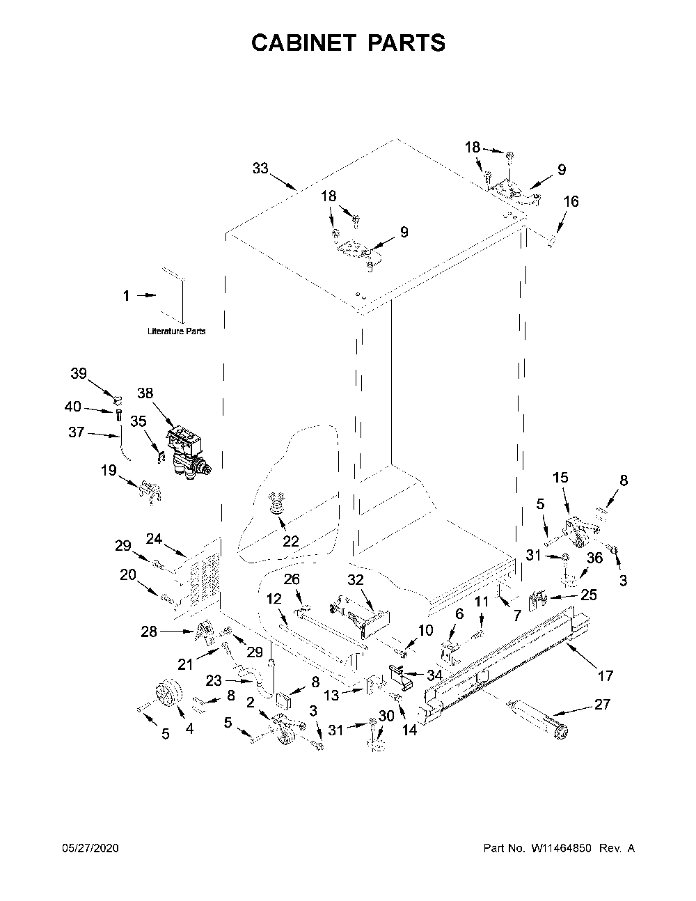 Cabinet Parts Diagram and Parts List for 10650045714  Kenmore Refrigerator