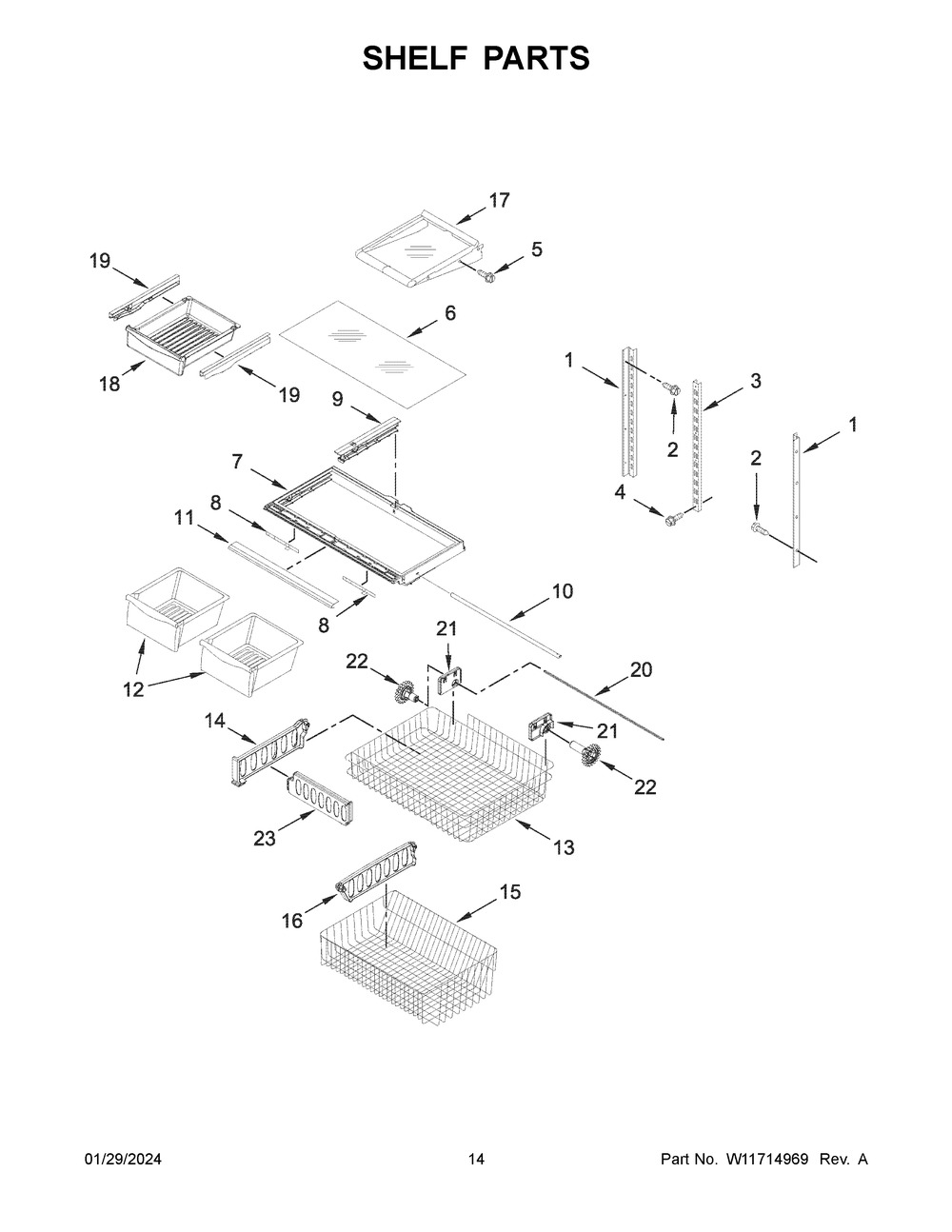 Shelf Parts Diagram and Parts List for ABB2224BRW05  Amana Refrigerator