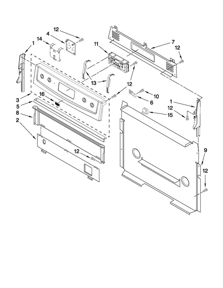 Control Panel Parts Diagram and Parts List for MGR7665WS3  Maytag Range