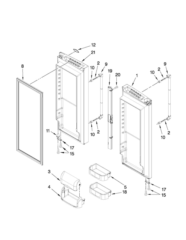 Refrigerator Door Parts Diagram and Parts List for JFC2290VEP5  Jenn-Air Refrigerator